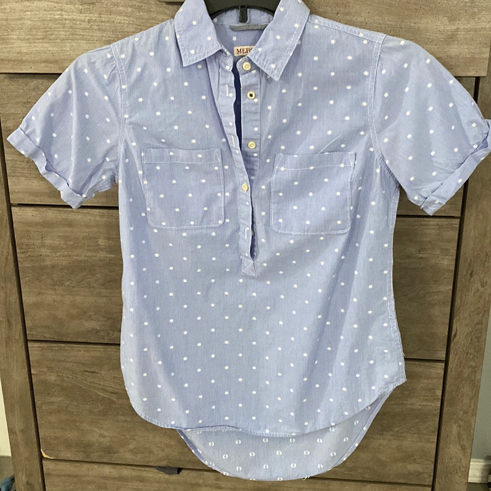 Merona polka dot half button up blouse